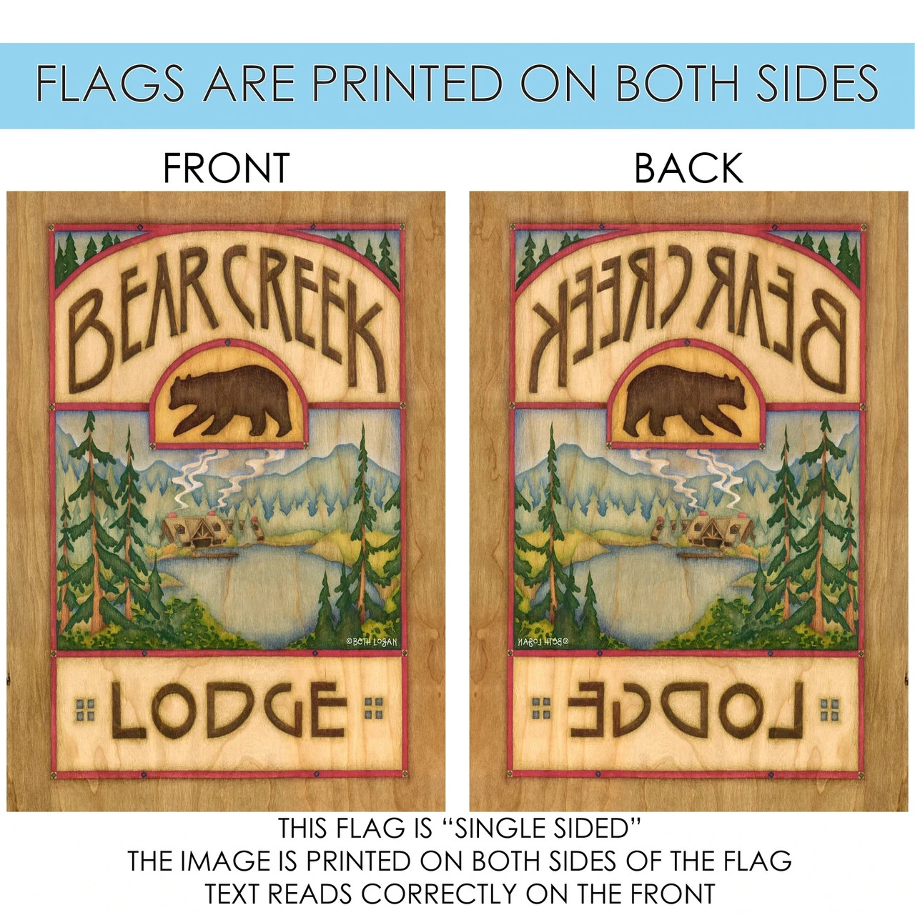 Welcome To Bear Creek Lodge Brown And Green Rectangular House Flag 28" X 40" 4 Welcome To Bear Creek Lodge Brown And Green Rectangular House Flag 28" X 40" - Image 4