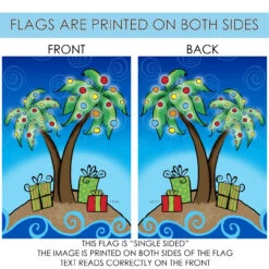 Christmas Palm Presents Blue And Green Rectangular House Flag 28" X 40" -PatioVibe Shop 109652 4 26594.1682373088