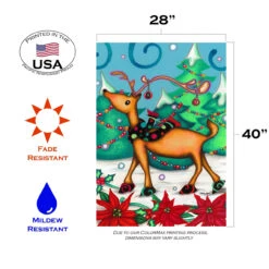 Christmas Festive Reindeer Brown And Green Rectangular House Flag 28" X 40" 7 Christmas Festive Reindeer Brown And Green Rectangular House Flag 28" X 40" -PatioVibe Shop 109655 3 40606.1682375082