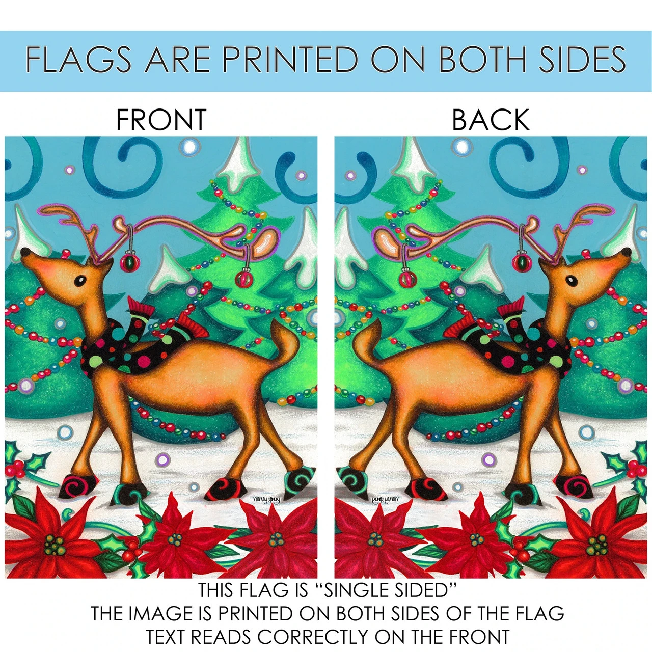 Christmas Festive Reindeer Brown And Green Rectangular House Flag 28" X 40" 4 Christmas Festive Reindeer Brown And Green Rectangular House Flag 28" X 40" - Image 4