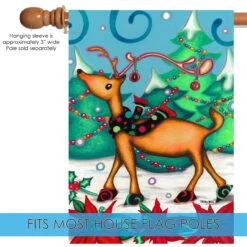 Christmas Festive Reindeer Brown And Green Rectangular House Flag 28" X 40" 9 Christmas Festive Reindeer Brown And Green Rectangular House Flag 28" X 40" -PatioVibe Shop 109655 5 27408.1682375083