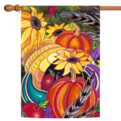 Glowing Cornucopia Yellow And Orange Rectangular House Flag 28" X 40"