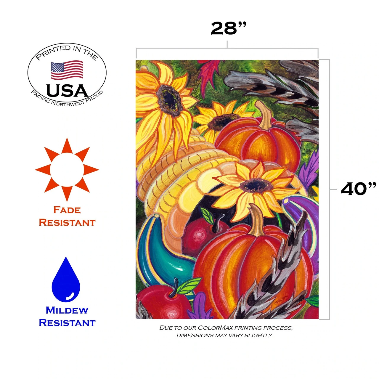 Glowing Cornucopia Yellow And Orange Rectangular House Flag 28" X 40" 3 Glowing Cornucopia Yellow And Orange Rectangular House Flag 28" X 40" - Image 3