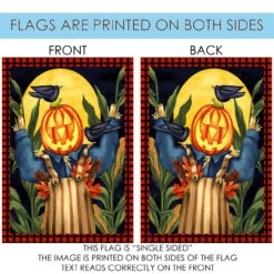 The Scare Crowwith Pumpkin Head Black And Orange Rectangular House Flag 28" X 40"