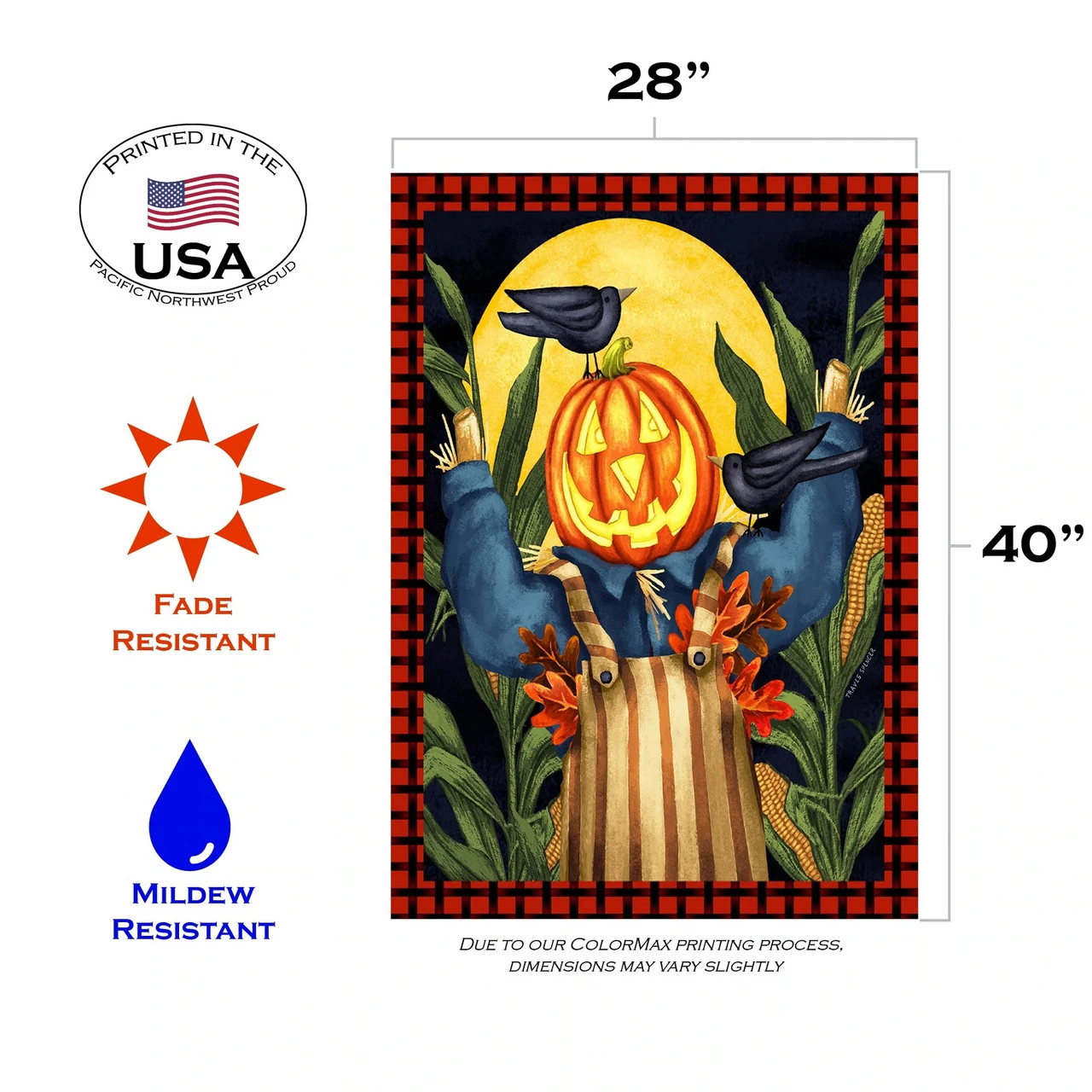 The Scare Crowwith Pumpkin Head Black And Orange Rectangular House Flag 28" X 40" 2 The Scare Crowwith Pumpkin Head Black And Orange Rectangular House Flag 28" X 40" - Image 2