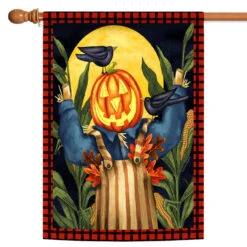 The Scare Crowwith Pumpkin Head Black And Orange Rectangular House Flag 28" X 40" 7 The Scare Crowwith Pumpkin Head Black And Orange Rectangular House Flag 28" X 40" -PatioVibe Shop 109659 4 14638.1682375079