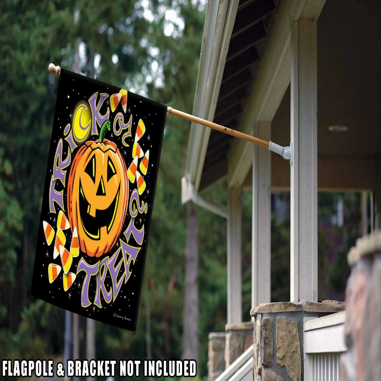 Happy Halloween Trick Or Treat Orange And Black Rectangular House Flag 28" X 40" 2 Happy Halloween Trick Or Treat Orange And Black Rectangular House Flag 28" X 40" - Image 2