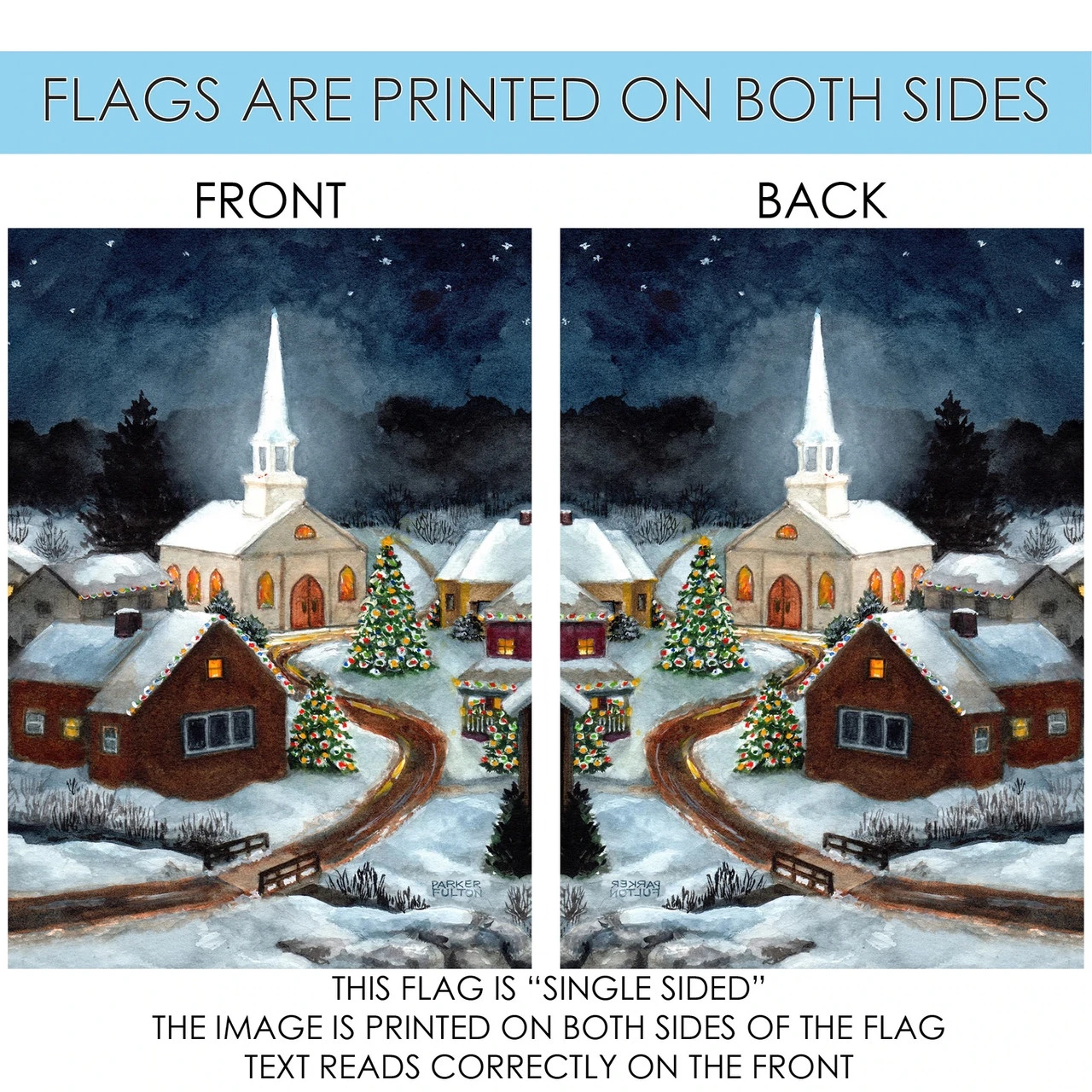 Snow Christmas Church Outdoor House Flag 40" X 28" 4 Snow Christmas Church Outdoor House Flag 40" X 28" - Image 4