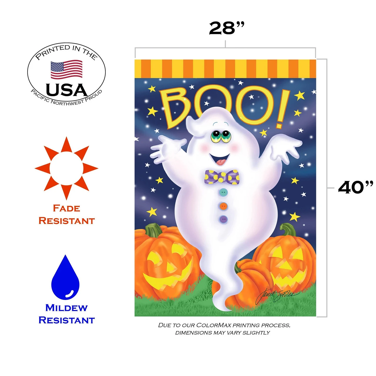 Halloween Jack-o-Lantern Pumpkin Outdoor House Flag 40" X 28" 3 Halloween Jack-o-Lantern Pumpkin Outdoor House Flag 40" X 28" - Image 3