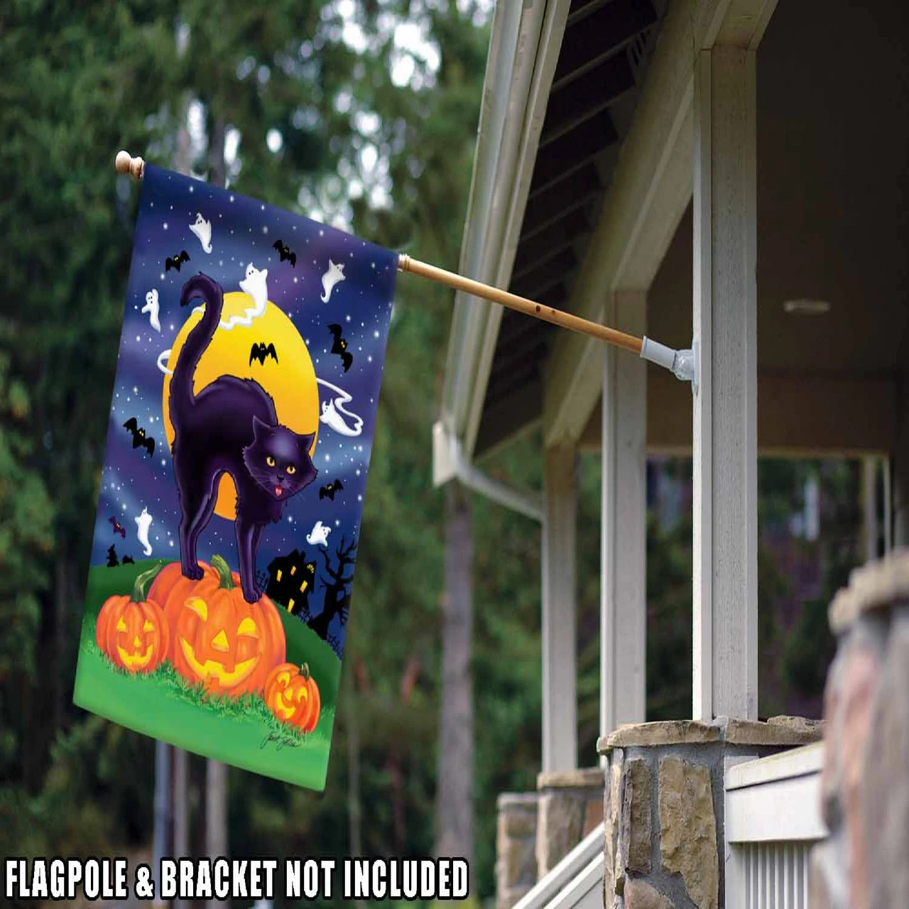 Halloween Kitty Ghost Outdoor House Flag 40" X 28" 2 Halloween Kitty Ghost Outdoor House Flag 40" X 28" - Image 2