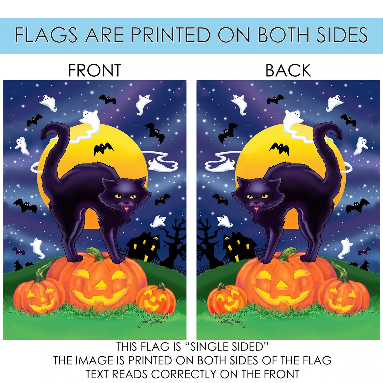 Halloween Kitty Ghost Outdoor House Flag 40" X 28" 4 Halloween Kitty Ghost Outdoor House Flag 40" X 28" - Image 4