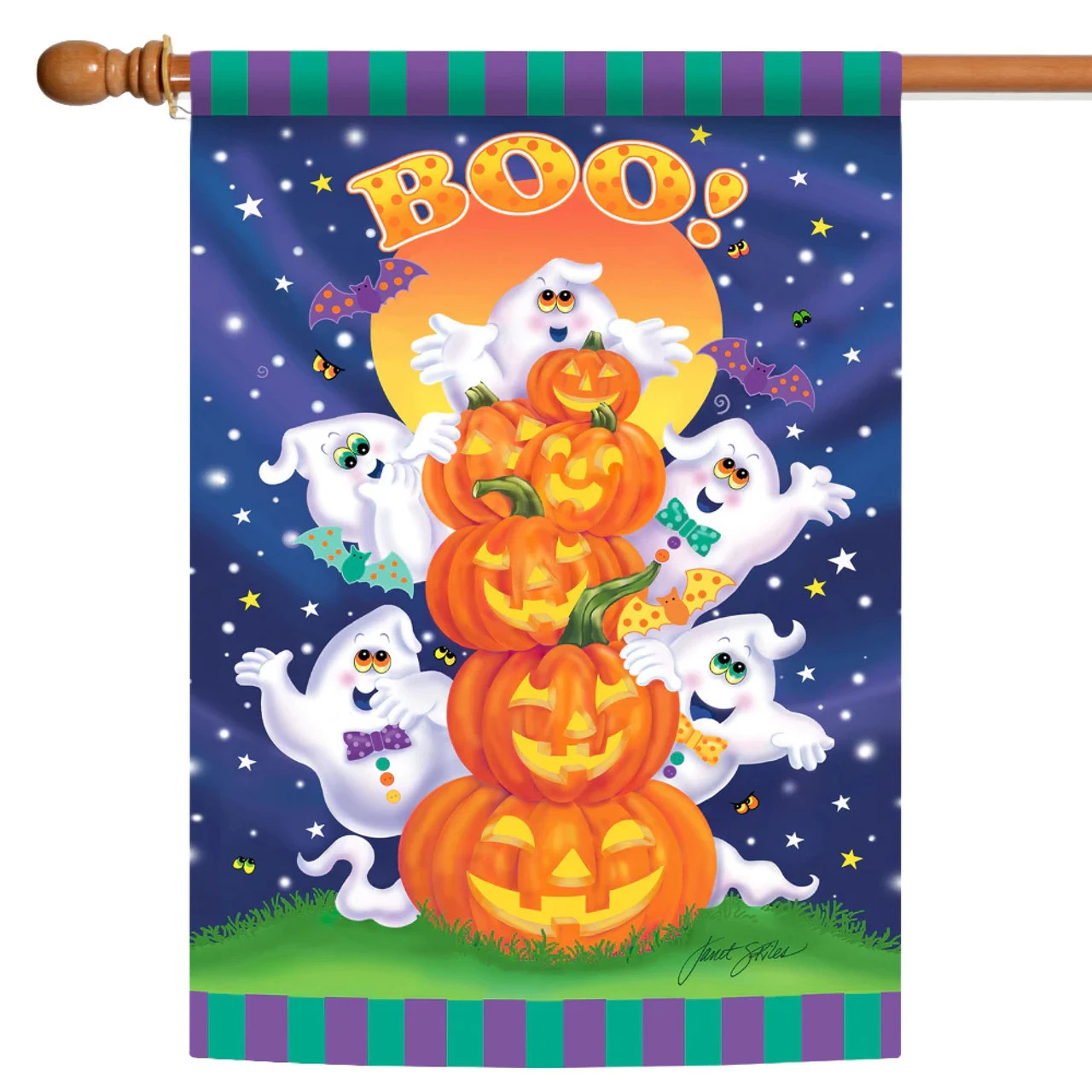 Jack-O-Lantern Pumpkin Boo Halloween Outdoor House Flag 40" X 28" 1 Jack-O-Lantern Pumpkin Boo Halloween Outdoor House Flag 40" X 28"