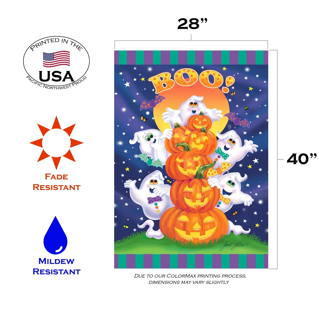 Jack-O-Lantern Pumpkin Boo Halloween Outdoor House Flag 40" X 28" 3 Jack-O-Lantern Pumpkin Boo Halloween Outdoor House Flag 40" X 28" - Image 3