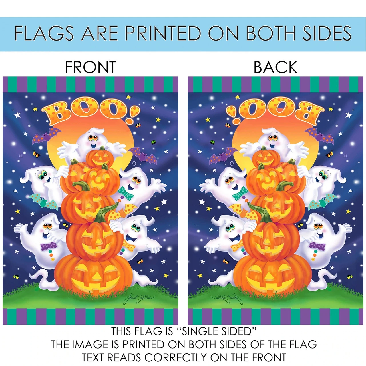 Jack-O-Lantern Pumpkin Boo Halloween Outdoor House Flag 40" X 28" 4 Jack-O-Lantern Pumpkin Boo Halloween Outdoor House Flag 40" X 28" - Image 4