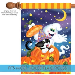 Halloween Jack-o-Lantern Pumpkin Ghost Cat Outdoor House Flag 40" X 28" -PatioVibe Shop 109678 5 83429.1682375019