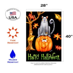 Smiling Pumpkin "Happy Halloween" Outdoor House Flag 40" X 28" -PatioVibe Shop 109680 3 23558.1682375005