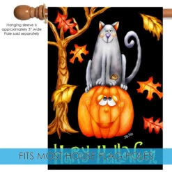 Smiling Pumpkin "Happy Halloween" Outdoor House Flag 40" X 28" -PatioVibe Shop 109680 5 04211.1682375005