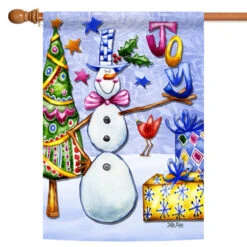 Christmas Snowman Gift "Joy" Outdoor House Flag 40" X 28"