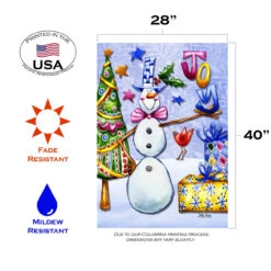 Christmas Snowman Gift "Joy" Outdoor House Flag 40" X 28" -PatioVibe Shop 109688 3 39206.1682375012