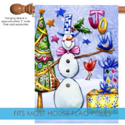 Christmas Snowman Gift "Joy" Outdoor House Flag 40" X 28" -PatioVibe Shop 109688 5 78587.1682375013