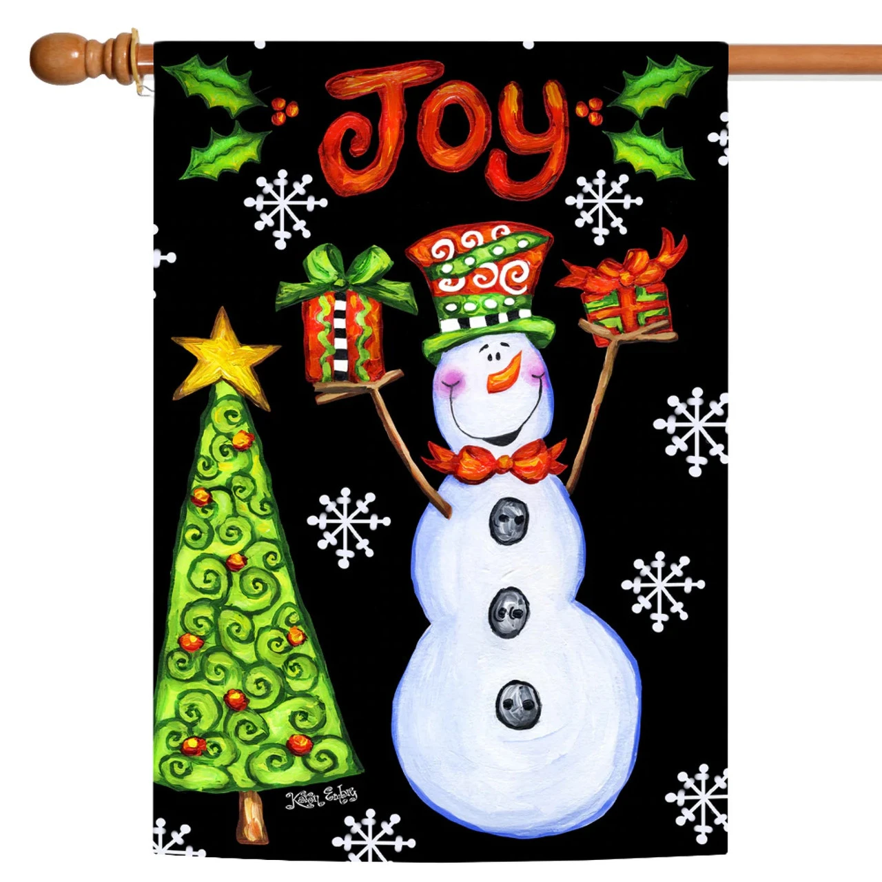 Christmas Snowman "Joy" Outdoor House Flag 40" X 28" 1 Christmas Snowman "Joy" Outdoor House Flag 40" X 28"