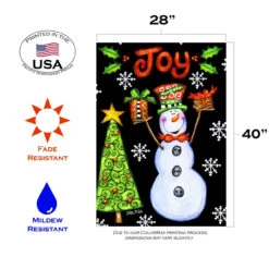 Christmas Snowman "Joy" Outdoor House Flag 40" X 28" 7 Christmas Snowman "Joy" Outdoor House Flag 40" X 28" -PatioVibe Shop 109690 3 09182.1682373104