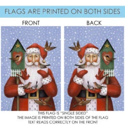 Christmas Santa With Cardinal Birds Outdoor House Flag 40" X 28" -PatioVibe Shop 109694 4 07828.1682373330