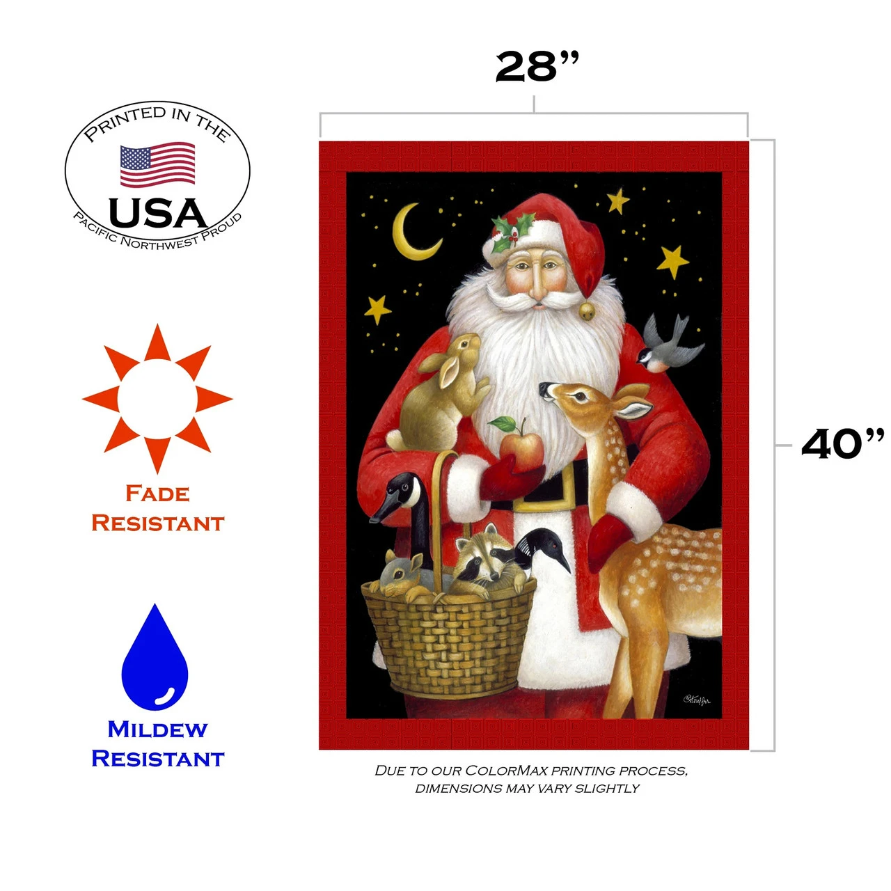 Christmas Santa Friends Outdoor House Flag 40" X 28" 3 Christmas Santa Friends Outdoor House Flag 40" X 28" - Image 3
