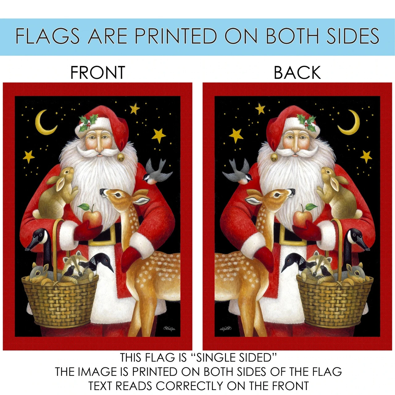 Christmas Santa Friends Outdoor House Flag 40" X 28" 4 Christmas Santa Friends Outdoor House Flag 40" X 28" - Image 4