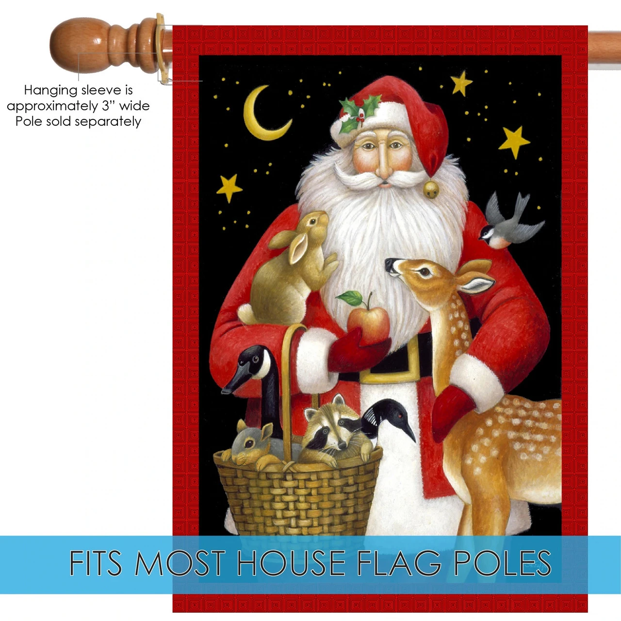 Christmas Santa Friends Outdoor House Flag 40" X 28" 5 Christmas Santa Friends Outdoor House Flag 40" X 28" - Image 5