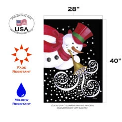 Christmas Trumpeting Snowman Outdoor House Flag 40" X 28" 7 Christmas Trumpeting Snowman Outdoor House Flag 40" X 28" -PatioVibe Shop 109696 3 16981.1682375011