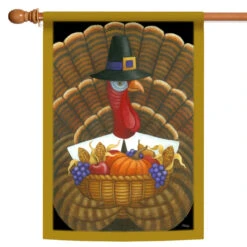 Happy Fall Harvest Turkey Outdoor House Flag 40" X 28"