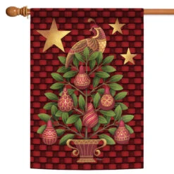 Christmas Carol Bird Ornament Outdoor House Flag 40" X 28"