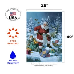 Christmas Santa Gifts And Friends Outdoor House Flag 40" X 28" -PatioVibe Shop 109705 3 79411.1682374990