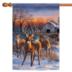 Winter Deer Glory Outdoor House Flag 40" X 28"