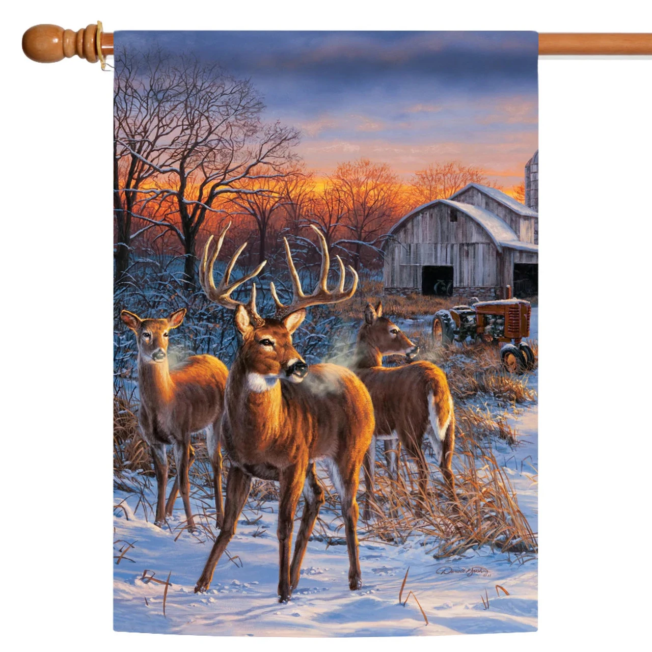 Winter Deer Glory Outdoor House Flag 40" X 28" 1 Winter Deer Glory Outdoor House Flag 40" X 28"