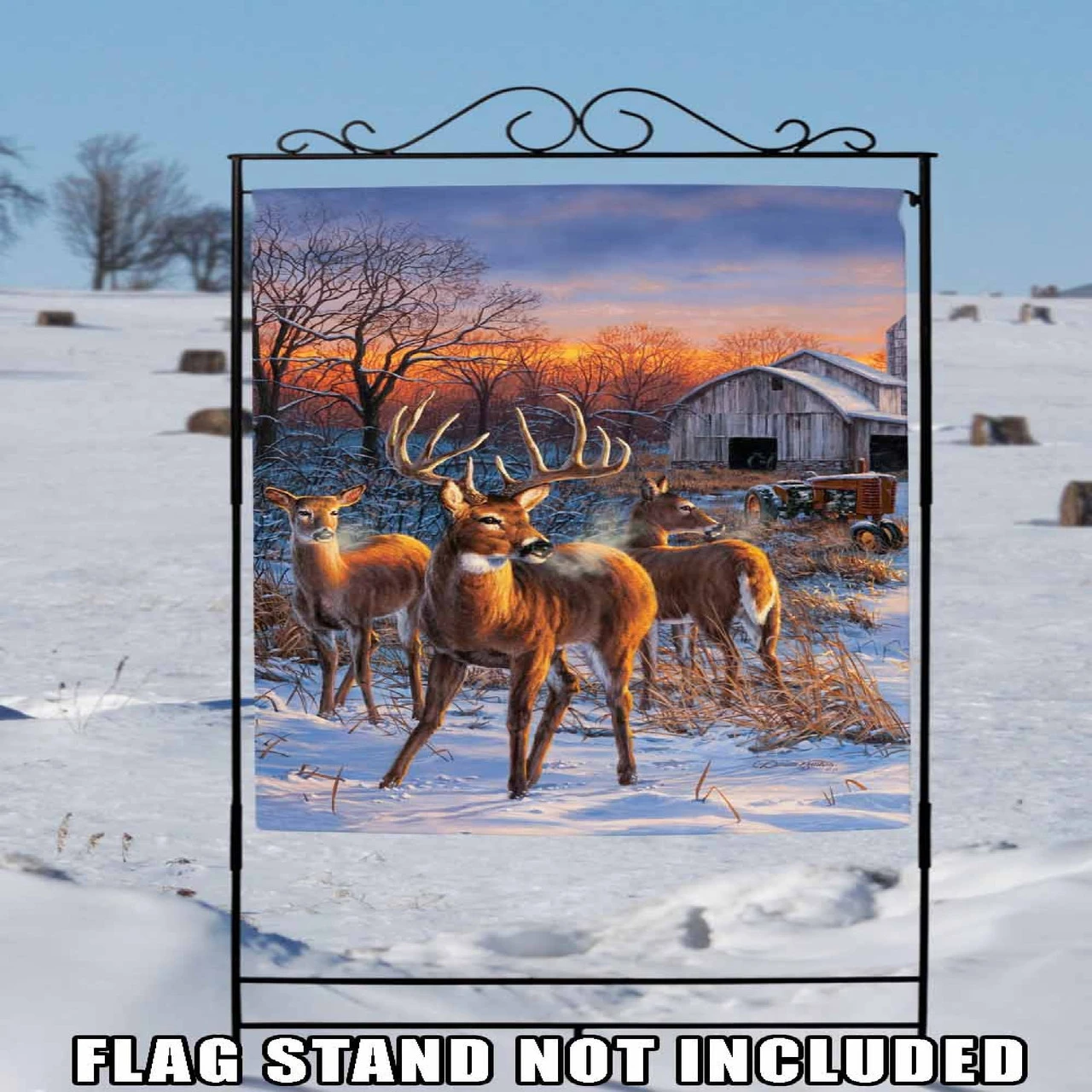 Winter Deer Glory Outdoor House Flag 40" X 28" 2 Winter Deer Glory Outdoor House Flag 40" X 28" - Image 2