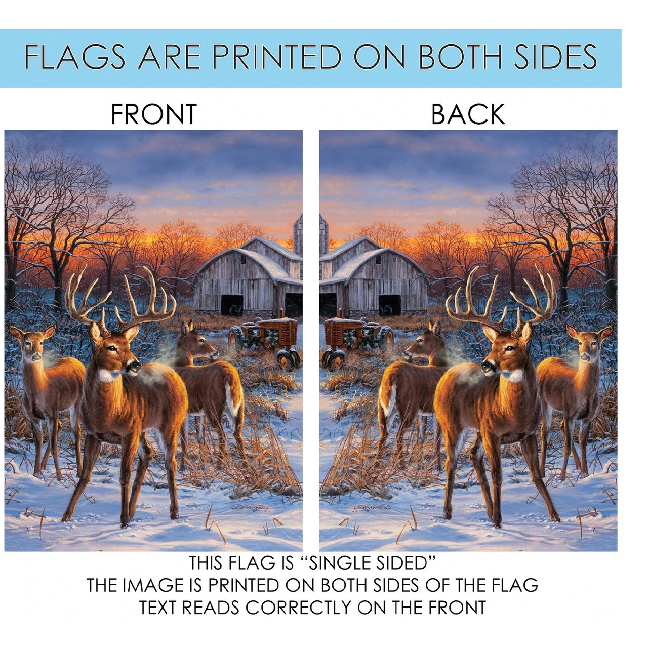 Winter Deer Glory Outdoor House Flag 40" X 28" 4 Winter Deer Glory Outdoor House Flag 40" X 28" - Image 4