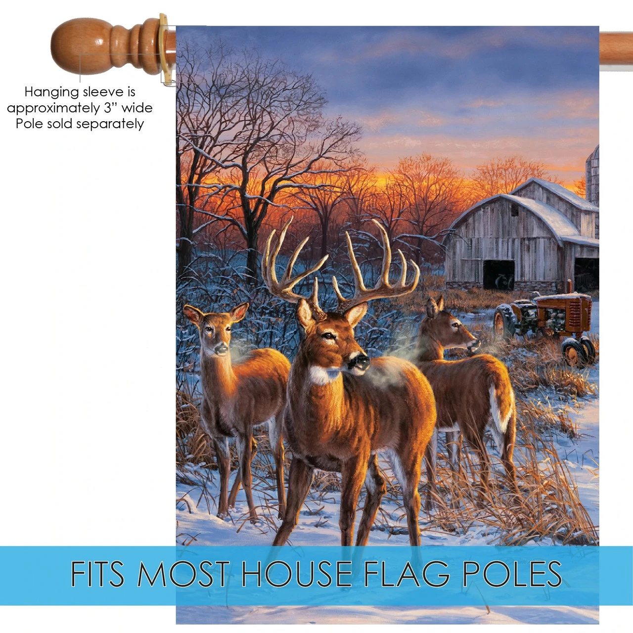 Winter Deer Glory Outdoor House Flag 40" X 28" 5 Winter Deer Glory Outdoor House Flag 40" X 28" - Image 5