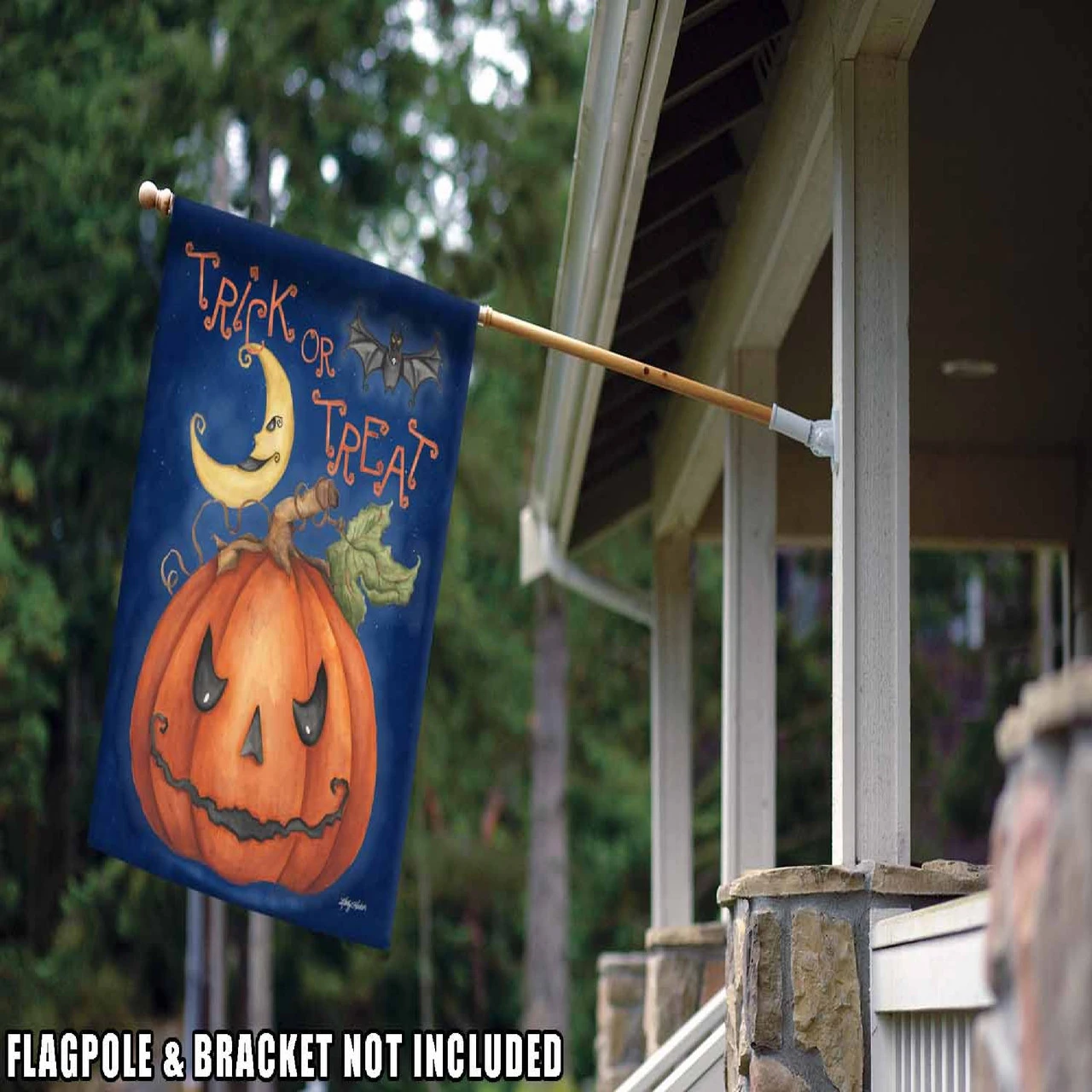 Halloween Spooky Trick Or Treat Outdoor House Flag 40" X 28" 2 Halloween Spooky Trick Or Treat Outdoor House Flag 40" X 28" - Image 2