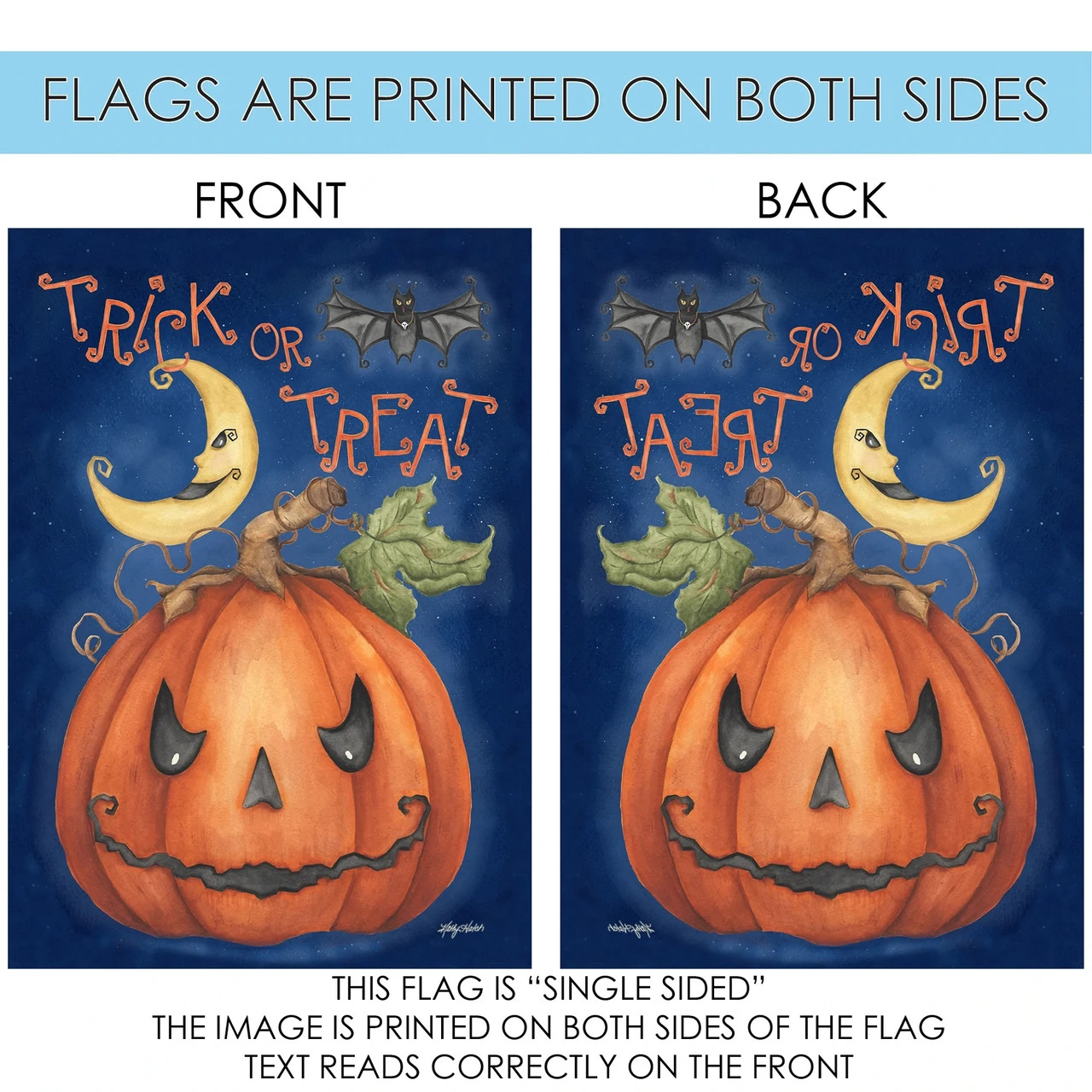 Halloween Spooky Trick Or Treat Outdoor House Flag 40" X 28" 4 Halloween Spooky Trick Or Treat Outdoor House Flag 40" X 28" - Image 4