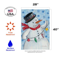 Christmas Stringing' Snowman Outdoor House Flag 40" X 28" -PatioVibe Shop 109742 3 12233.1682374892