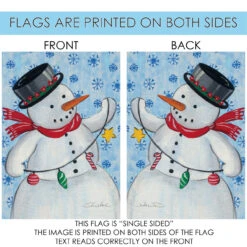 Christmas Stringing' Snowman Outdoor House Flag 40" X 28" -PatioVibe Shop 109742 4 82647.1682374892