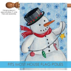 Christmas Stringing' Snowman Outdoor House Flag 40" X 28" -PatioVibe Shop 109742 5 66793.1682374892