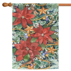 Christmas Poinsettia Charms Outdoor House Flag 40" X 28"