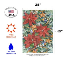 Christmas Poinsettia Charms Outdoor House Flag 40" X 28" -PatioVibe Shop 109743 3 04192.1682372988