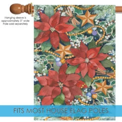 Christmas Poinsettia Charms Outdoor House Flag 40" X 28" -PatioVibe Shop 109743 5 06638.1682372988