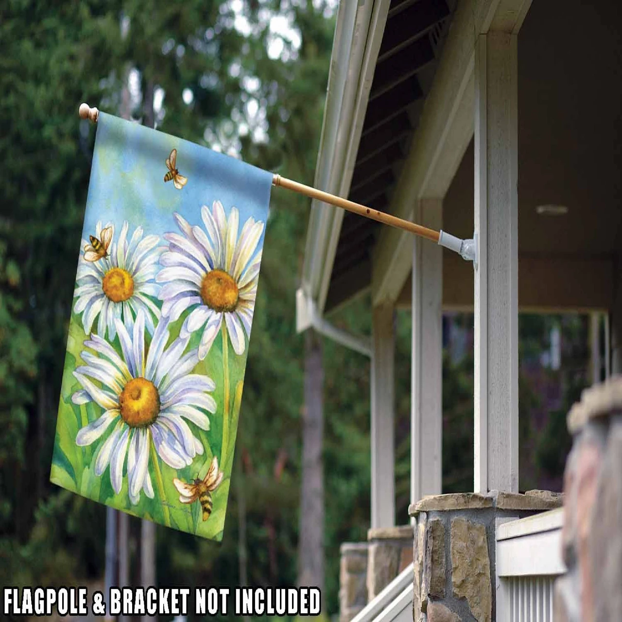 Honey Bees And Daisies Outdoor House Flag 40" X 28" 2 Honey Bees And Daisies Outdoor House Flag 40" X 28" - Image 2