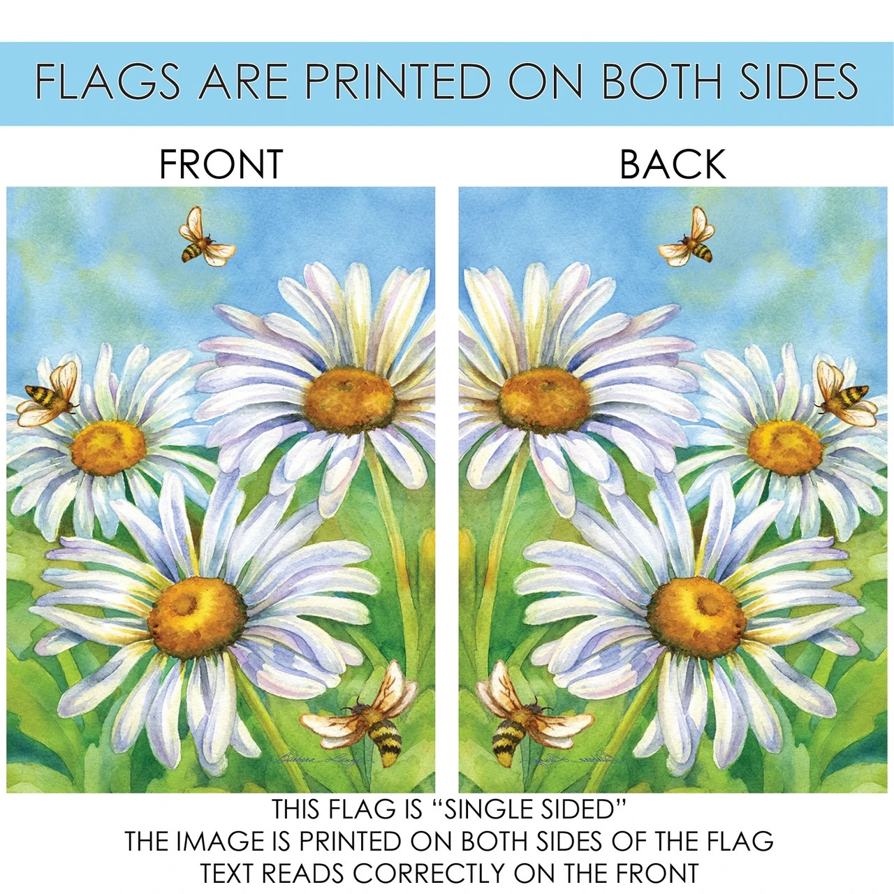 Honey Bees And Daisies Outdoor House Flag 40" X 28" 4 Honey Bees And Daisies Outdoor House Flag 40" X 28" - Image 4