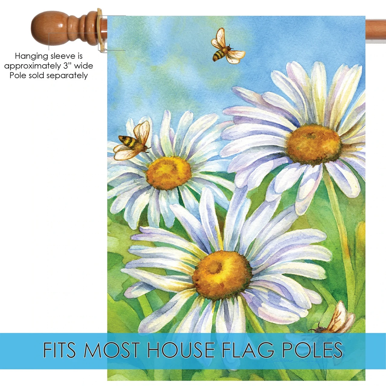 Honey Bees And Daisies Outdoor House Flag 40" X 28" 5 Honey Bees And Daisies Outdoor House Flag 40" X 28" - Image 5